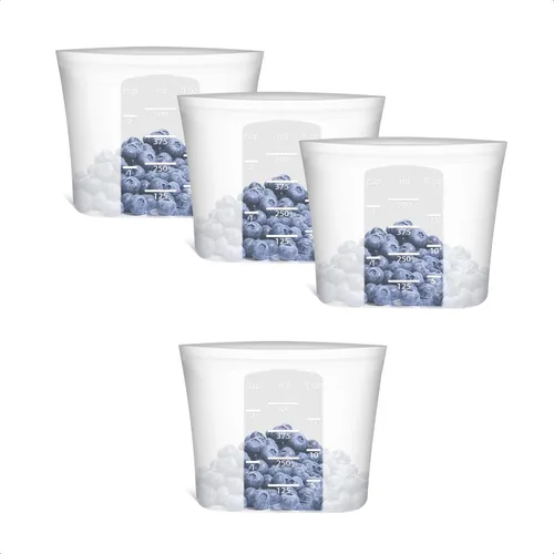 Miniatura 32 de Bolsas de Alimentos Reutilizables, Paquete de 12 Bolsas de Almacenamiento de Alimentos 100% Silicona que se Mantienen de Pie con Cierre Hermético