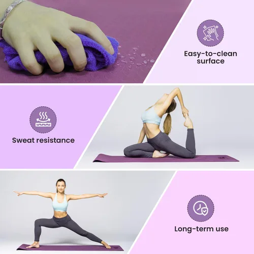Miniatura 7 de Live Well - Tapete de yoga TPE para mujer, antideslizante, con correa, extra grueso de 0.236 pulgadas, color rosa, para entrenamiento en casa y uso