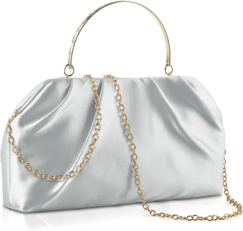 Miniatura 9 de ERKOON Clutch Purse for Women Elegant Pleated Evening Bag Crossbody Shoulder Handbag Envelope Bag with 2 Detachable Chain