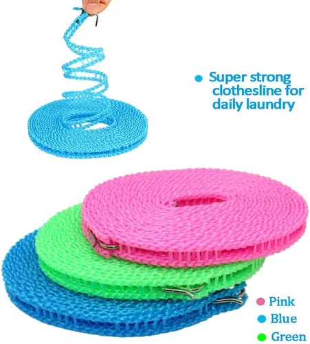 Miniatura 3 de Foshine Clotheslines - Paquete de 3 cuerdas de secado de ropa de 1.64 pies de longitud, portátil, resistente al viento, 16.4 ft, tendedero