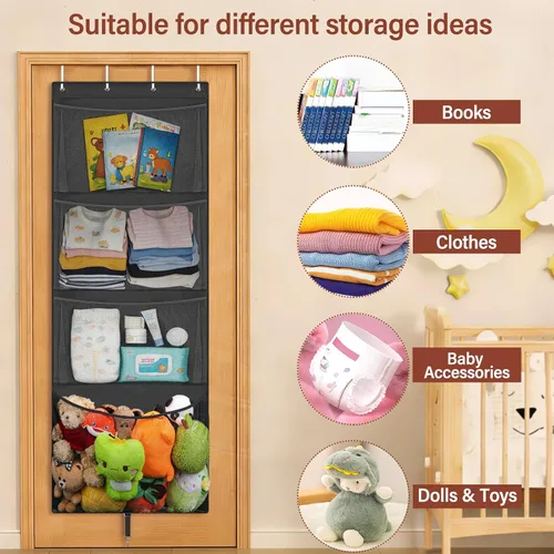 Miniatura 6 de Woodoulogy Almacenamiento de Animales de Peluche Colgante, Organizador Grande de Juguetes de Felpa Sobre la Puerta con Gancho de Metal, Soporte