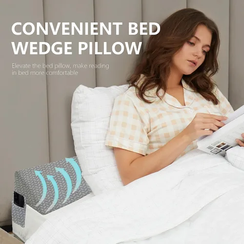 Miniatura 6 de Tapón de almohada de cuña para cama Queen, relleno de espacio de colchón con cuña triangular para espacio de cabecera, posición de bolsillo lateral