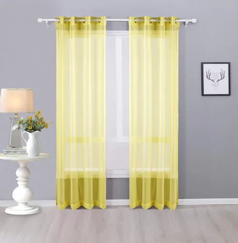 Miniatura 8 de Interior Trends Ariana - Juego de 2 cortinas de gasa transparente totalmente cosida con ojales (63 pulgadas de largo, beige)