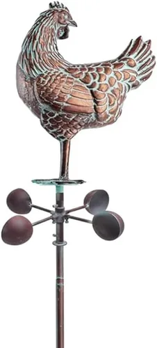 Molinillo de viento grande de 79 pulgadas para exteriores, arte de metal para gallina, esculturas de viento cinético 3D y decoración de hilanderos,