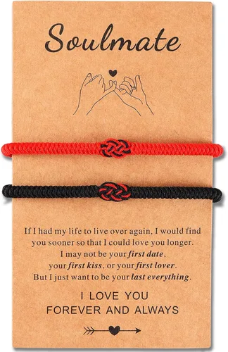 Miniatura 8 de ULYSIA Pulseras a juego para parejas, mejores amigos, regalos de cumpleaños para ella y él, alma gemela, hilo rojo del destino, pulseras