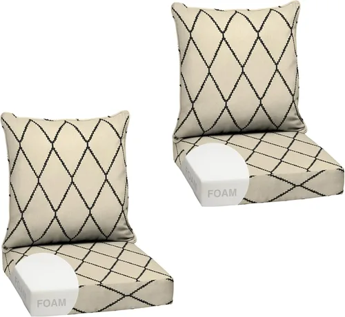 Miniatura 85 de Arden Outdoor Deep Seat Cushion Set, 24 x 24 pulgadas, Cojín para exteriores resistente al clima, a la lluvia y a la decoloración para silla, sofá