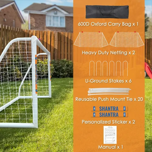 Miniatura 5 de SHANTRA Portería de fútbol de 12 x 6/10 x 6.5/8 x 5/6 x 4 pies para patio trasero, redes de fútbol de tamaño completo para niños y adultos, portería