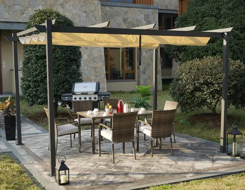 Miniatura 14 de Kozyard Morgan Pérgola Retráctil para Exteriores con Toldo de Sombra para Patio, Refugio de Pérgola de Aluminio para Patio Trasero, Terraza, Jardín