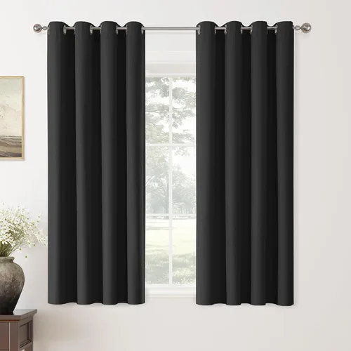 Miniatura 82 de ChrisDowa Cortinas 100% Opacas de Abedul Sólido de 45 Pulgadas de Largo, 2 Paneles para Dormitorio y Sala de Estar, Estilo Granja Oscurecedoras