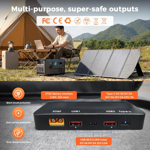 Miniatura 8 de 100W Portable Solar Panel for Power Station Generator, 19.8V Foldable Solar Cell with High-Efficiency Battery, IP65 Waterproof, Solar Charger for