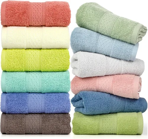 Miniatura 12 de Cleanbear Juego de toallas de mano para la cara, 100% algodón, toallas de mano de colores surtidos, tamaño 29 x 13 pulgadas, 6 paquetes de 6