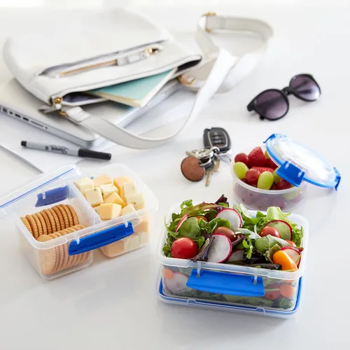 Miniatura 6 de Sistema KLIP IT Rectangular Collection Recipiente de almacenamiento de alimentos, 33.8 onzas/1.0 L, transparente/azul, 3