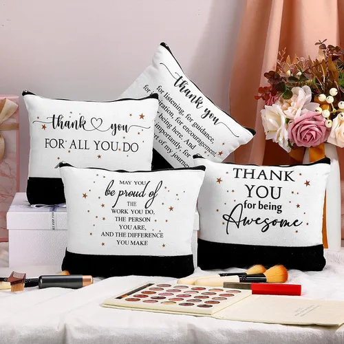 Miniatura 4 de 30 piezas de regalos de agradecimiento a los empleados, bolsas de maquillaje de lona inspiradoras, bolsa de cosméticos a granel con cremallera