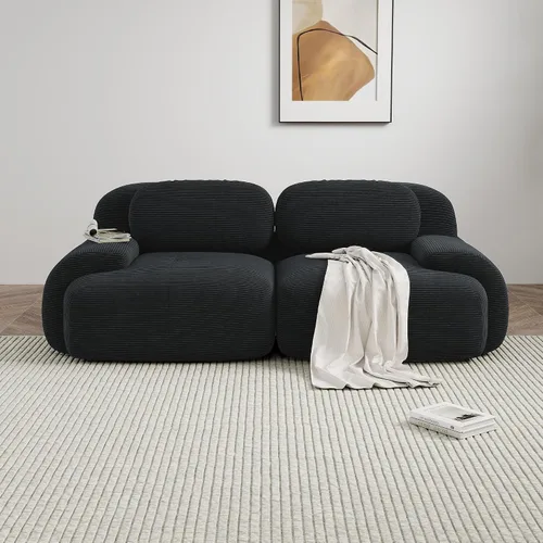Miniatura 3 de Sofá sin hueso de 82 pulgadas, cómodo sofá cama de dos plazas, sofá comprimido con asiento profundo, sofá nube de pana para sala de estar