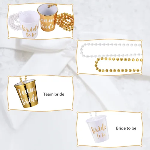 Miniatura 3 de Maitys - 12 collares de vasos de chupito de despedida de soltera, 11 vasos de chupito de plástico para novia y 1 novia con lámina dorada, recuerdo
