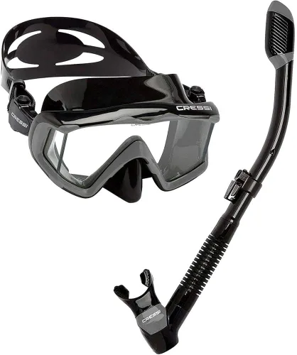 Miniatura 13 de Cressi Panoramic Wide View Mask & Dry Snorkel Kit for Snorkeling, Scuba Diving - Pano 3 & Supernova Dry: Designed in Italy