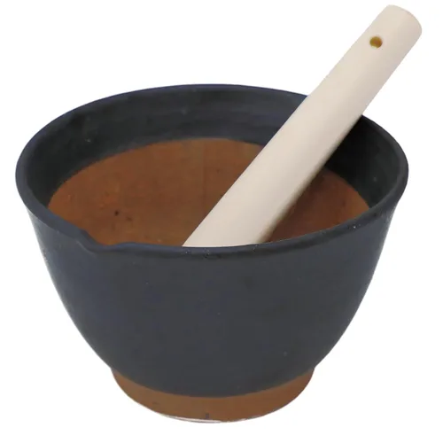 Asayu Japanese Ceramic Olive Green Mortar Bowl with Wooden Pestle XXX in (XXX mm), Made in Japan Dishwasher and Microwave Safe Ripple Ridge