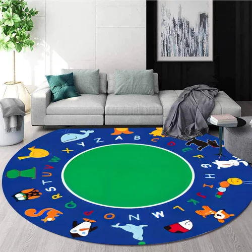Miniatura 7 de Alfombra redonda para sala de juegos para niños, 3 pies, con letras coloridas del número ABC, alfombra de preescolar para guardería, aula, alfombra