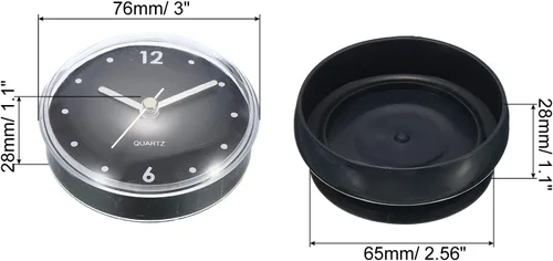Miniatura 2 de PATIKIL Reloj de baño impermeable, funciona con pilas, mini relojes de pared silenciosos con ventosa negra para ducha, cocina, decoración del hogar