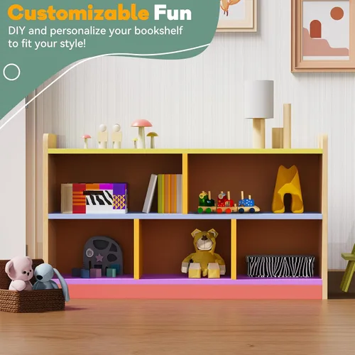 Miniatura 7 de bbgroundgrm Estante Montessori de madera contrachapada de abedul – Armario de almacenamiento de 5 secciones, organizador de 2 estantes para niños