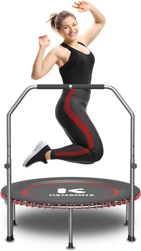 Miniatura 7 de K KENSONE Trampolín rebotador de bajo impacto de 40/48 pulgadas para adultos con bungee, 450/550 libras, mini trampolín de ejercicio silencioso