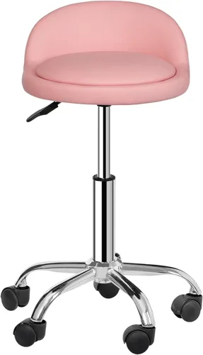 Miniatura 10 de HomGarden Silla con ruedas para salón de masaje médico, cocina, spa, redacción, oficina, cocina, silla de dibujo, taburete con cojín de respaldo