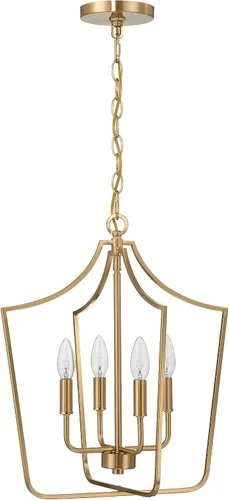 Miniatura 5 de Creative Co-Op Constance - Lámpara de techo estilo candelabro de metal cónico con 4 luces, color dorado cepillado