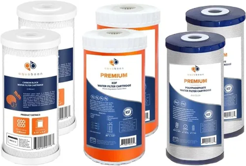 Miniatura 12 de Aquaboon Cartrige de reducción de cloro de 5 micrones, 10 x 4.5 de carbono, y 2 filtros de agua de reducción de sedimentos, repuesto para filtro