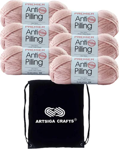Premier Yarns Everyday DK Anti-Bolitas Blush 1107-55 (6 madejas, el mismo lote de tinte) DK Light Worsted #3 - Hilo acrílico anti-bolitas para