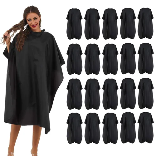 Miniatura 8 de Capa de peluquería negra impermeable para peluquería profesional con cierre de metal a presión para cortar el cabello (negro, paquete de 10)