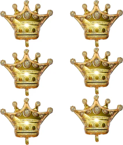 MYUBWTF 6 globos grandes de corona dorada de 23 pulgadas, globo gigante de papel de aluminio, globos de helio para cumpleaños, bodas, fiestas,