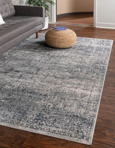 Unique Loom Chateau Collection Alfombra de área - Jefferson (2' x 3' 1" Rectángulo, Azul Gris/Beige)