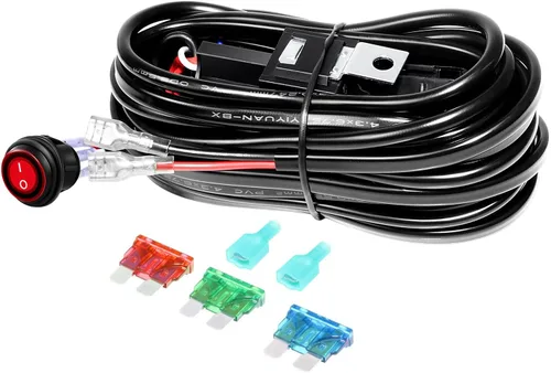 Miniatura 14 de SKYWORLD Kit de arnés de cableado de 1 cable de 10 pies para barra de luz de trabajo LED, interruptor de encendido/apagado de 14 V, kit de arnés