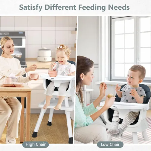 Miniatura 8 de INFANS Silla Alta 8 en 1 para Bebé, Silla Alta Convertible para Bebés y Niños Pequeños, Asiento Elevador de Comedor para Bebés, Mesa de Bloques