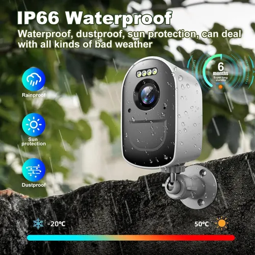 Miniatura 9 de Cámaras PHANSATIM para Seguridad del Hogar, Cámaras de Seguridad 2K Inalámbricas para Exteriores con Detección de Movimiento y Visión Nocturna a