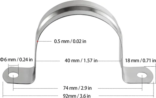 Miniatura 2 de HOZEON 100 correas de tubo de acero inoxidable de 1-1/2 pulgadas, M40 fuerte y duradera, soporte en U de dos agujeros, abrazadera rígida para fijar