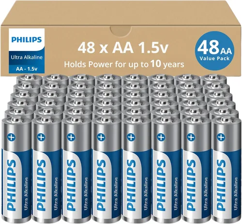 Miniatura 22 de PHILIPS Paquete de 12 pilas AA Batería doble A ultra alcalina de 1.5 V 132% más de potencia que el estándar de la industria Larga duración