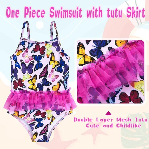 Miniatura 2 de swimsobo Traje de baño de una pieza para niñas, traje de baño de sirena colorido traje de baño lindo para 2-10 años