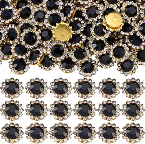 Miniatura 17 de 160 diamantes de imitación para coser de 0.472 pulgadas, base de metal, diamantes de imitación para coser en ropa, zapatos, aretes, cinturón