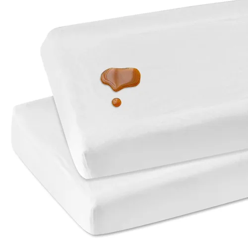 Miniatura 10 de Sábanas de viaje para cuna de algodón para guayaba, loto de guayaba, cuna de viaje Dream on Me y colchón ligero de viaje de 42 x 24 pulgadas, sábana