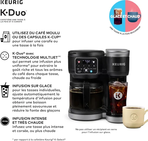Miniatura 3 de Keurig K-Duo - Cafetera de una porción con cápsulas K-Cup y jarra, color negro