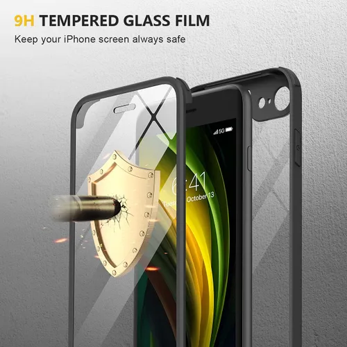 Miniatura 3 de Miracase Funda para iPhone SE de 3ª/2ª generación 2022 2020 de cuerpo completo con protector de pantalla de vidrio integrado, resistente protección