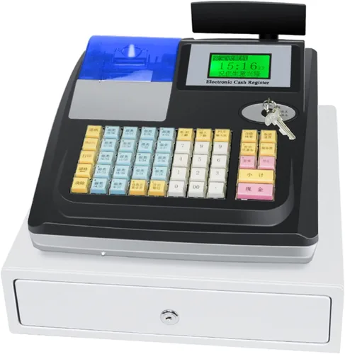 Miniatura 8 de Cash Registers - Teclado de 4 colores para pequeñas empresas/restaurantes, caja registradora electrónica con 8 luces LED digitales, papel de Blanco