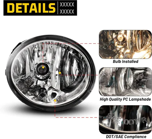 Miniatura 4 de Faros antiniebla compatibles con Toyota Tundra 2000-2006 Sequoia 2001-2007 con bombillas 9006 12V 51W Lámparas de conducción de repuesto incluido