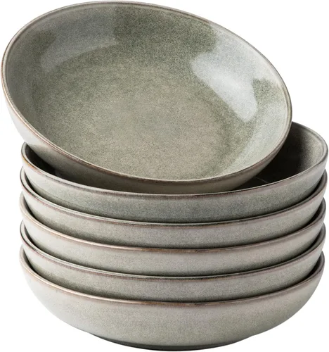 Miniatura 16 de AmorArc Juego de 4 cuencos grandes de cerámica para pasta de 8.5 pulgadas, cuencos de cerámica de 36 onzas para cocina, cuencos anchos para pasta