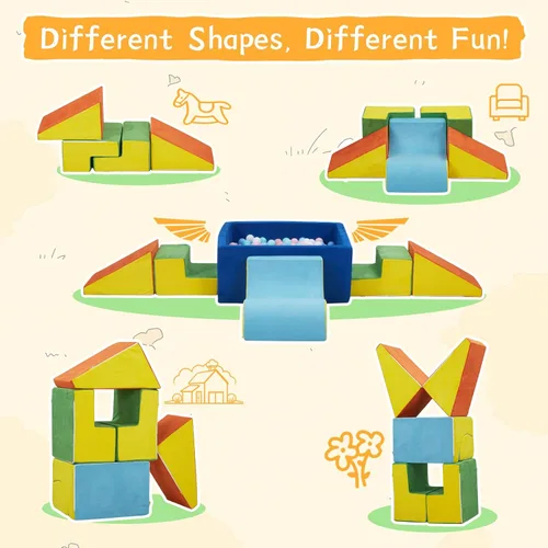Miniatura 6 de STAOLENE Bloques de espuma suave para trepar con alberca de bolas, 6 piezas de color, juguetes de escalada para interiores para niños pequeños