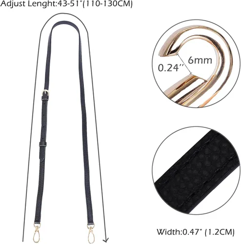 Miniatura 2 de LIVE UP Correa de Bolso de Cuero Genuino de Grano Completo Repuesto para Bolsos Cruzados y Carteras 1# negro