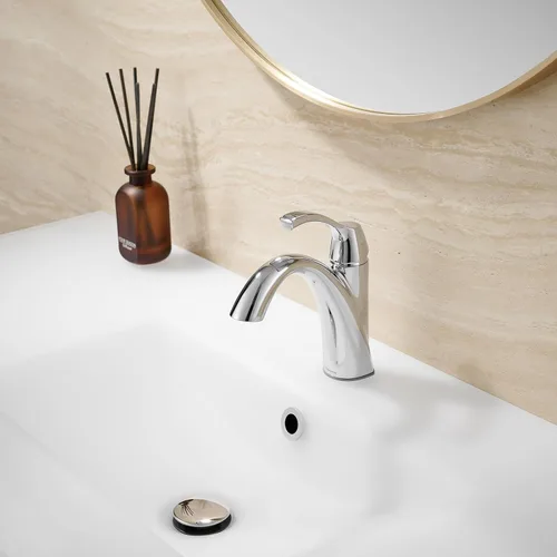Miniatura 2 de Grifo de Baño Cromado TimeArrow, Grifo de Lavabo de Baño de Una Sola Manija para 1 Orificio con Placa de Cubierta de 3 Orificios, Grifos de Tocador