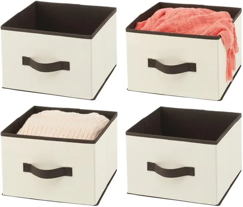mDesign Contenedor de tela para organizador de cubos, cubo de almacenamiento plegable de tela, organizador de almacenamiento plegable para armario,