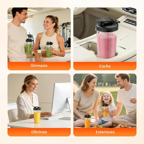 Miniatura 9 de Turelar Licuadora para licuados de frutas portátil para batidos y batidos para cocina con 2 vasos portátiles de 24 onzas y tapa extra, máquina